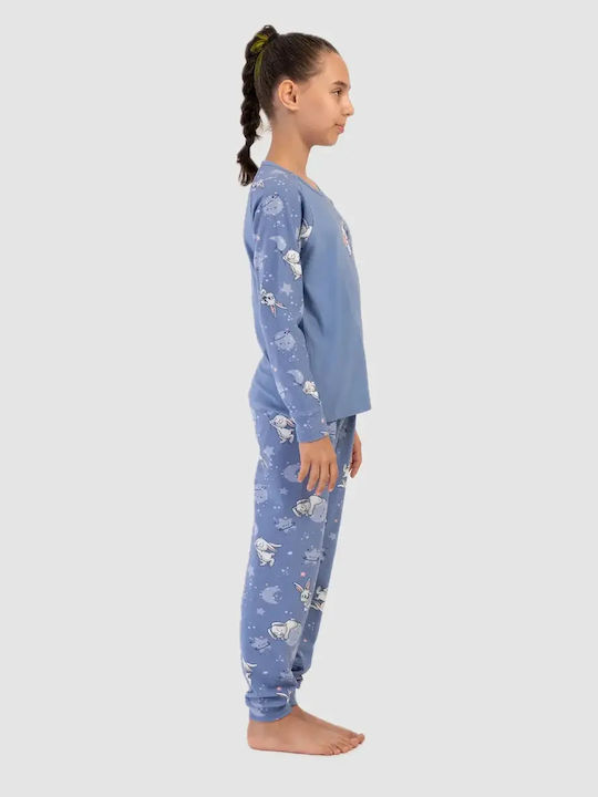 Vienetta Secret Pijama de Iarnă pentru Copii din Bumbac, Albastră Vienetta Secret Pijama de Iarnă pentru Copii din Bumbac, Albastră