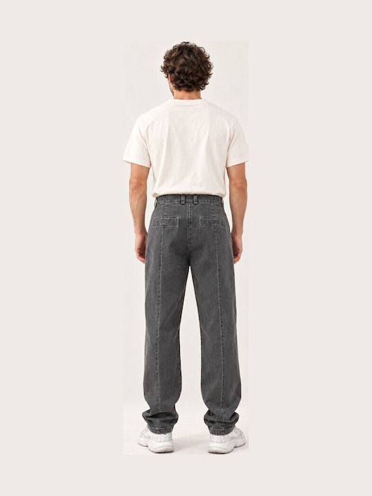 Men's Elastic Regular Fit Jeans Pants Dark Grey