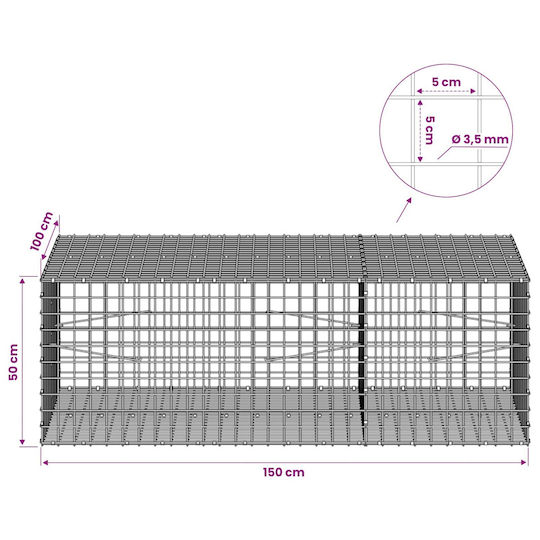 vidaXL Steel Gabion Box for Garden Fencing 5x5x50 cm Silver
