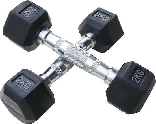 MegaFitness Sechseckige Hantel aus Gummi 1 x 2 kg