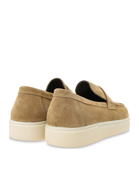 Leather Men's Loafers in Beige