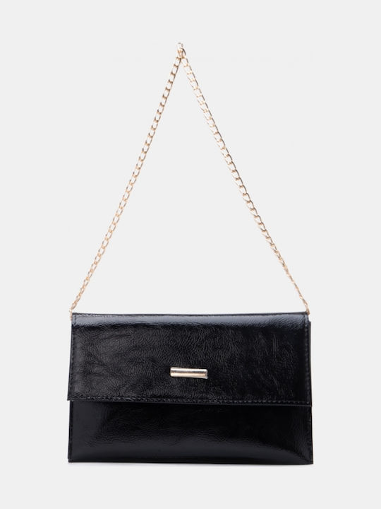 Damen-Clutch Schwarz-Lackleder