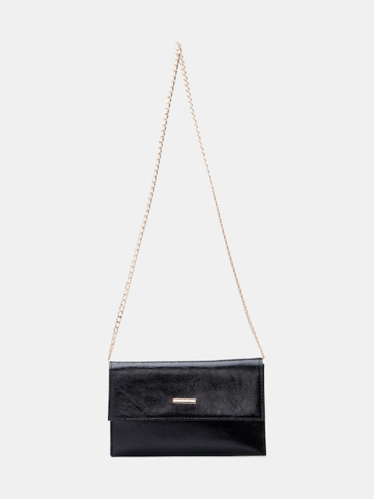 Damen-Clutch Schwarz-Lackleder