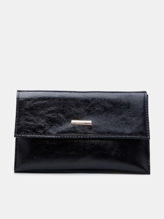 Damen-Clutch Schwarz-Lackleder