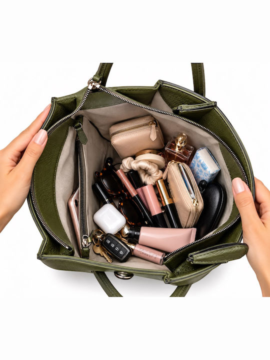 Ledertasche für Damen zum Umhängen / als Crossbody-Tasche Olivgrün
