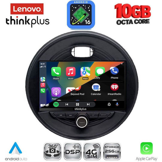 Lenovo Auto-Audiosystem für Mini Cooper / Clubman / Roadster / Countryman BMW X2 / X6 (Bluetooth/USB/WiFi/GPS/Apple CarPlay/Android Auto) mit 9-Zoll-Touchscreen