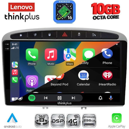 Lenovo Ltm 11513sl_cpa 9-Zoll-Multimedia-Tablet Peugeot 308 Mod. 2007–2012 RCZ Mod. 2009–2015 Silber