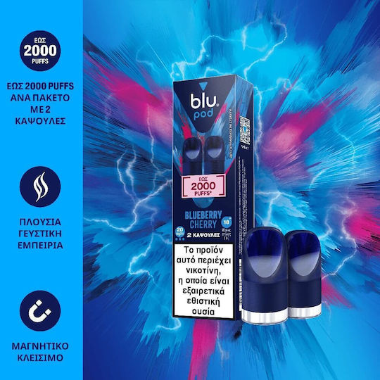 Blu Bar 2 Pods Blueberry Cherry 2000 Ruffs 20mg/ml