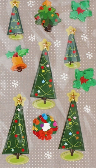 Craft with Fun Коледни стикери с дизайн на дърво 3x3x23 см, 10 бр