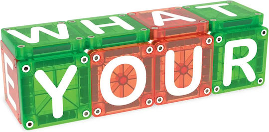 Magna-Tiles Joc Magnetic de Construcție Micromags Learn Letters pentru Copii de 3+ Ani