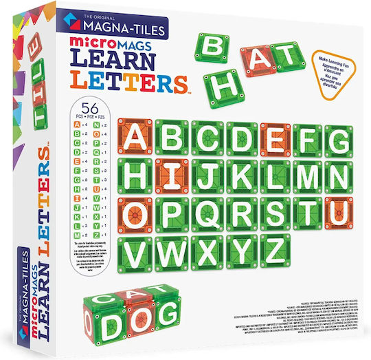 Magna-Tiles Joc Magnetic de Construcție Micromags Learn Letters pentru Copii de 3+ Ani