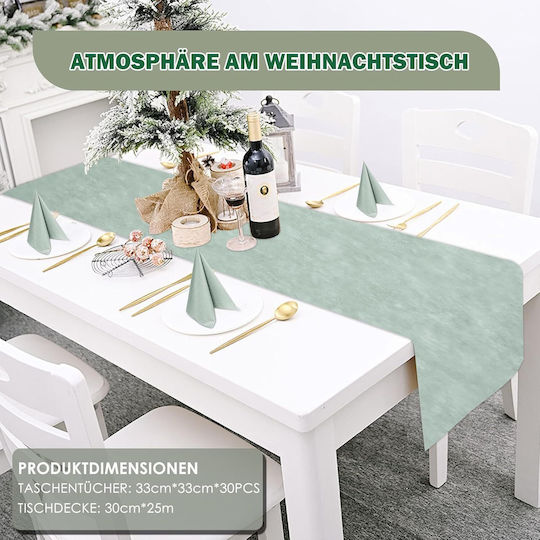 Christmas Fabric Tablecloth Runner Green, 30 cm Long Christmas Fabric Tablecloth Runner Green, 30 cm Long