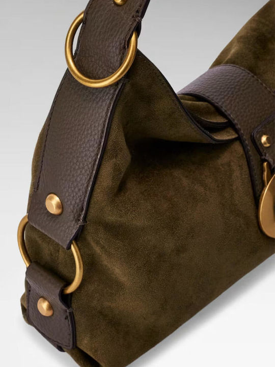 Camden Damen-Schultertasche aus Wildleder Olive