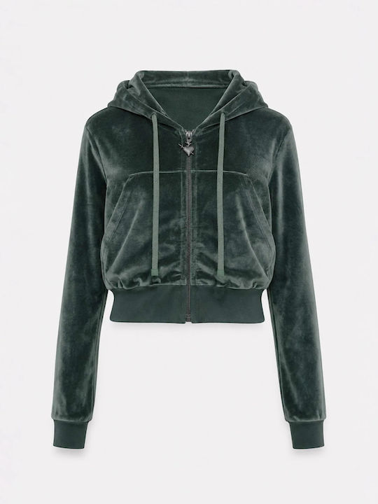 Cropped Women's Sweatshirt Cardigan Shady Petrol