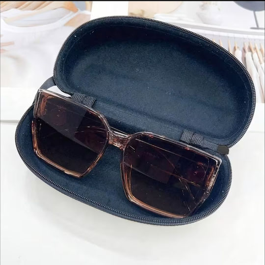 ShuShu Hard Eyeglass Case with Zipper Silver