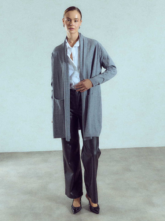 Celestino Women's Long Metallic Grey Cardigan