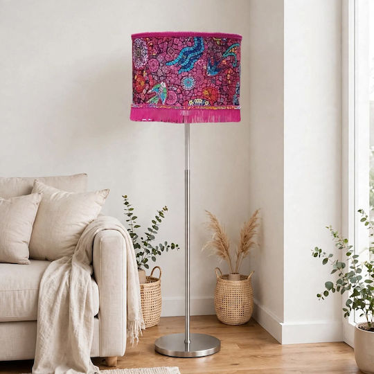 Oxygen Pink Vitr Floor Lamp with E27 Bulb Socket Pink