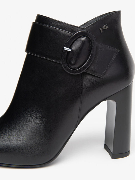 Damen-Lederstiefeletten Schwarz