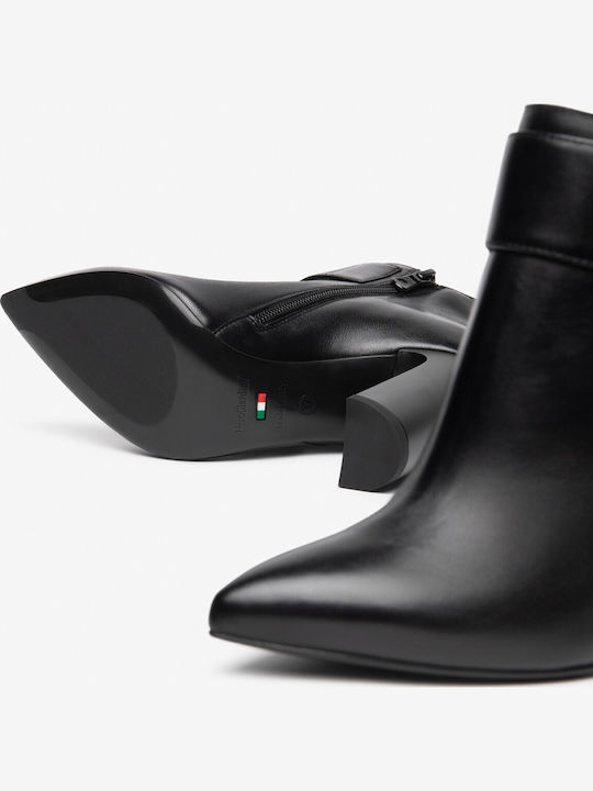 Damen-Lederstiefeletten Schwarz