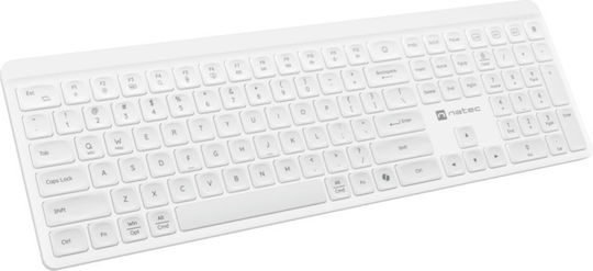 Natec Tang Безжична Bluetooth клавиатура International English Съвместима с Mac Бяла