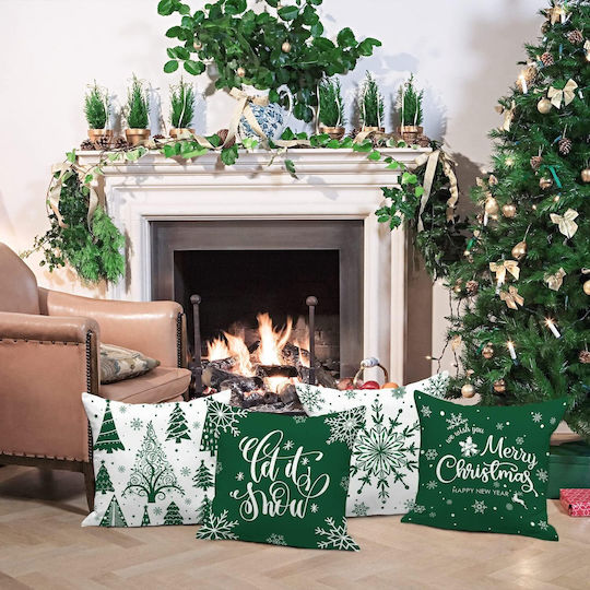 Nikcorp Lanpn Decorative Green Christmas Pillowcases Set 4 Pcs 45x45 Cm