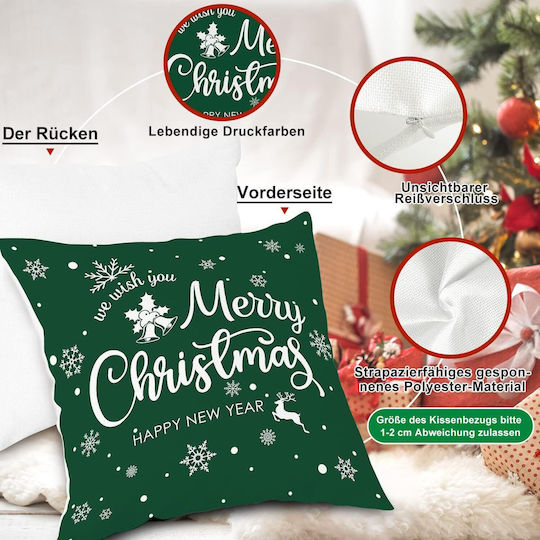 Nikcorp Lanpn Decorative Green Christmas Pillowcases Set 4 Pcs 45x45 Cm