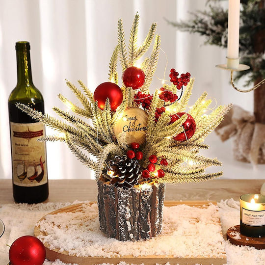 Illuminated Christmas Decorative Plastic Mulberry Tree 35 cm Adorned Green Illuminated Christmas Decorative Plastic Mulberry Tree 35 cm Adorned Green