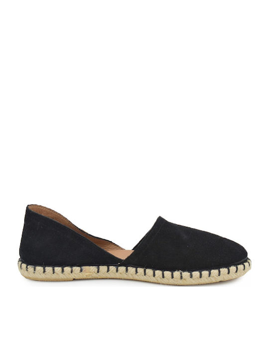 Damen-Espadrilles aus Veloursleder in Schwarz
