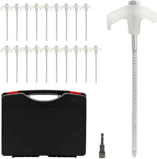 Set 20 Tent Pegs Drill Adapter Relaxdays Orange Fluorescent 20.5x4.5cm 22.5x27cm