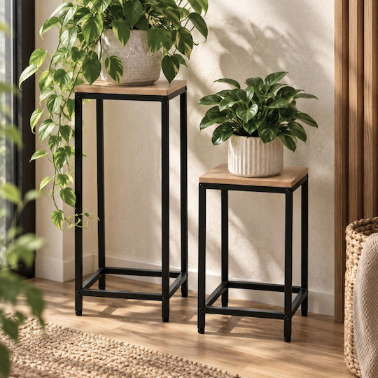 Atmosphera Brown Metal Plant Stands 24x24x60cm 2pcs