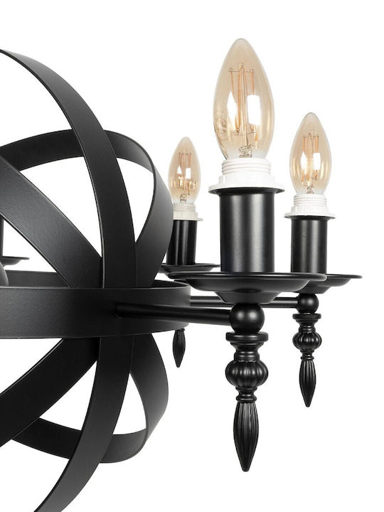 GloboStar Estelle Πολυέλαιος 8xE14 Ø65cm Μαύρος 999-0268