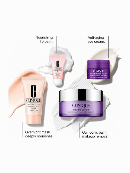 Clinique Great Skin Sleepover Комплект за пътуване за Против стареене, Хидратация и Почистване на лице 4 Части Clinique Great Skin Sleepover Комплект за пътуване за Против стареене, Хидратация и Почистване на лице 4 Части
