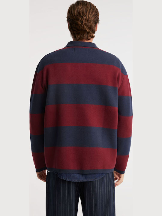 Ragber Polo Pullover Langarm Bordeaux