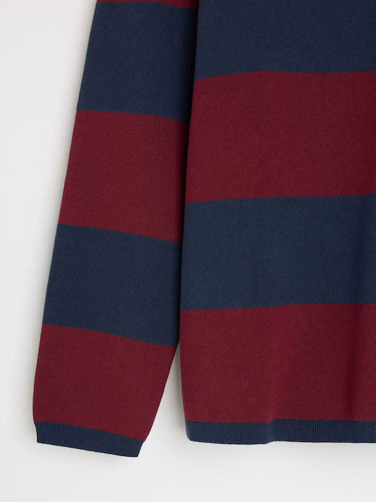 Ragber Polo Pullover Langarm Bordeaux