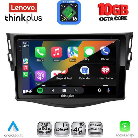 Lenovo Auto-Audiosystem für Toyota RAV 4 BMW X2 / X6 2006–2012 (Bluetooth/USB/WiFi/GPS/Apple-Carplay/Android-Auto) mit 9"-Touchscreen