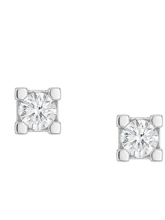 Обици с единичен диамант Lab Grown Diamond от бяло злато K14 P-87033 бяло злато K14