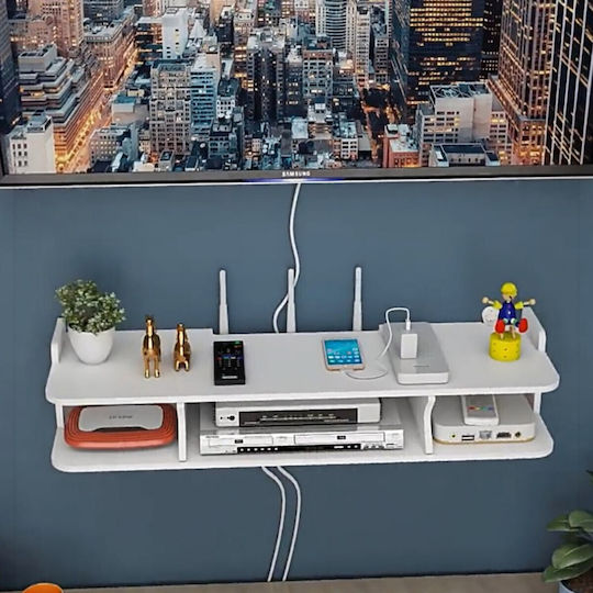 Pvc Router Tv Receiver Stand White 3 Compartments Top Shelf
