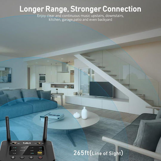 Bluetooth 5.3 Transmitter Receiver Aptx Hd Wireless Adapter Low Latency Ssd Aac 32-bit/384 Khz Dac Converter 127 Db Dnr Connects Two Devices Simultaneously Bypass Mode 80 Meter Range Multifunctional B03pro Black