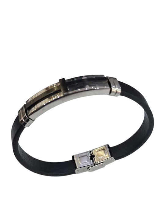 Kalliopi Silver Men's Stainless Steel Bracelet with Cross Design 22cm