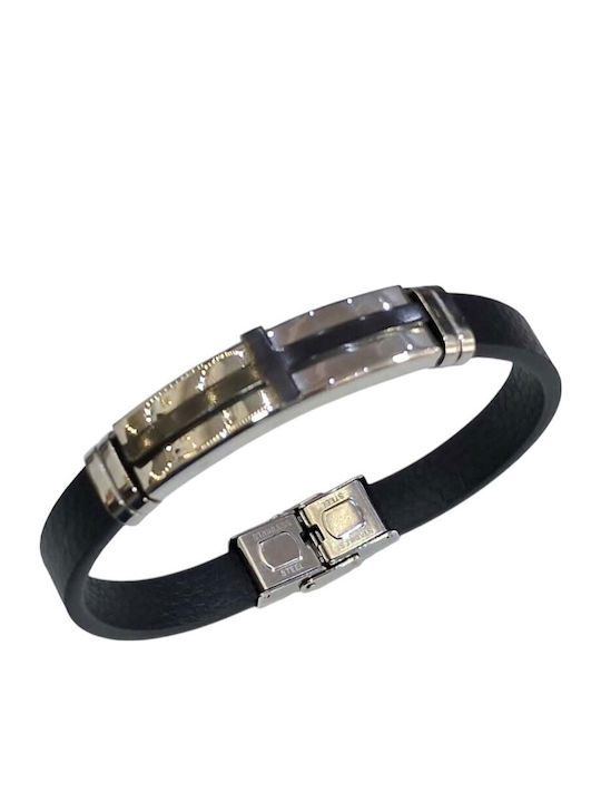 Kalliopi Silver Men's Stainless Steel Bracelet with Cross Design 22cm