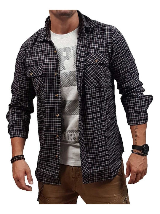 Long Sleeve Checked Shirt White / Black