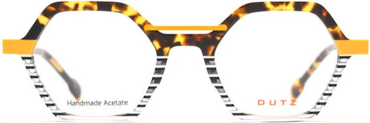 Dutz Dz2374-15 Damenbrille Gelb Schildpatt Acetatfassung mit Schwarz-Weißen Details