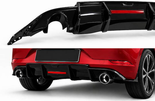 Rear Bumper Diffuser VW Polo 17+ AW MK6 R Look Gloss Black LED 0----0 ABS Plastic 1 Piece