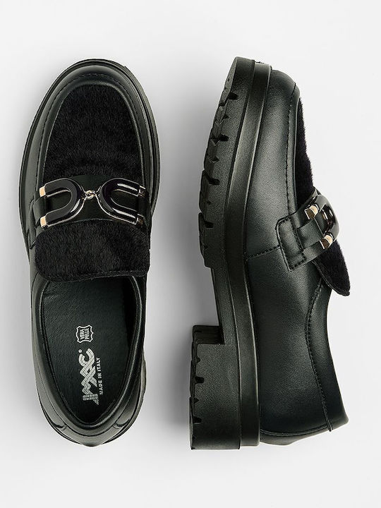 206580 Ανατομικά Γυναικεία Slip-On Δερμάτινα Μαύρα