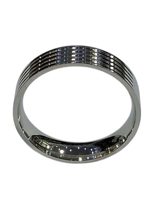Kalliopi Silver Ανδρικό Δαχτυλίδι Βέρα από Ατσάλι