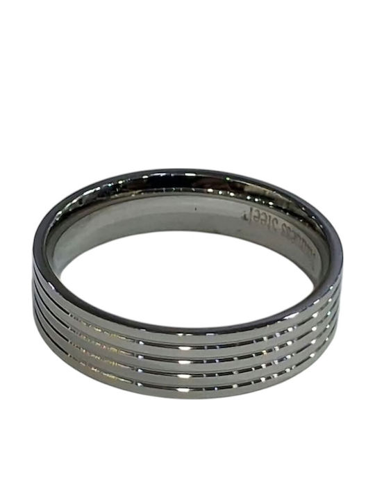 Kalliopi Silver Ανδρικό Δαχτυλίδι Βέρα από Ατσάλι