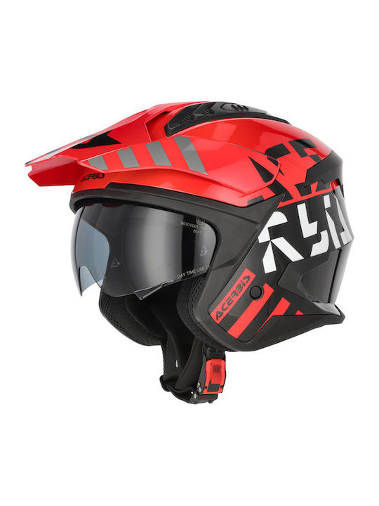 Acerbis Aria Evo Graphic Schwarz/Rot Jet-Motorradhelm ECE 22.06 mit Sonnenblende