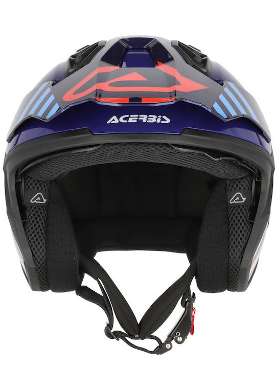 Aria Evo Graphic Weiß/Blau/Rot Motorrad-Jethelm ECE 22.06 mit Sonnenblende