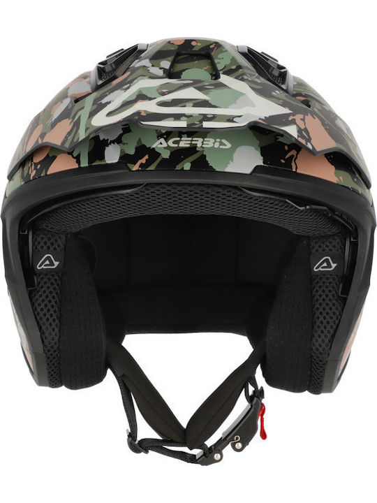 Acerbis Aria Evo Graphic Verde/Maro Cască Moto Jet ECE 22.06 cu Parasolar