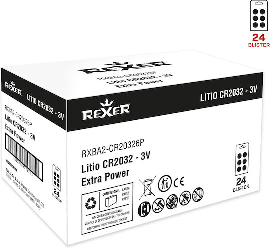 Rexer Μπαταρίες Λιθίου Ρολογιών CR2032 3V 6τμχ